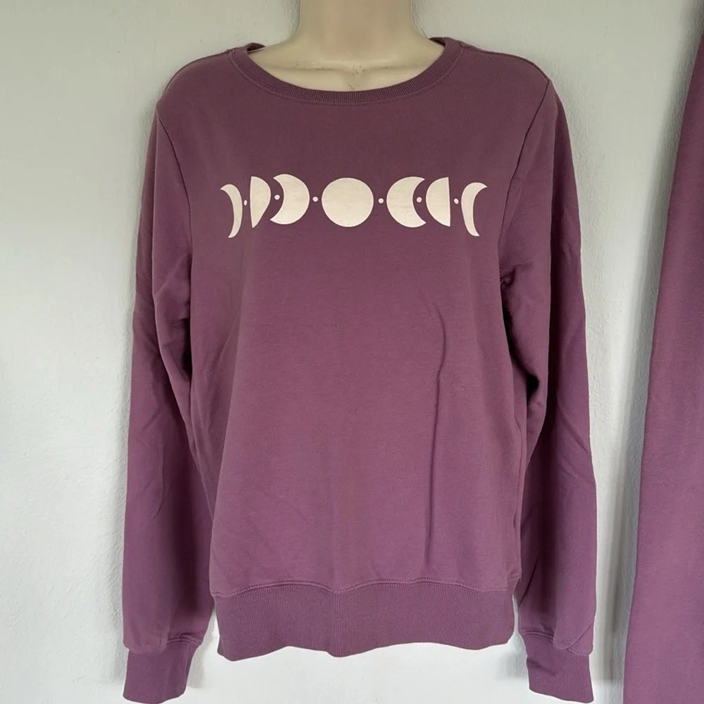 Wildfox moon phases purple matching sweatshirt jogger set size small
